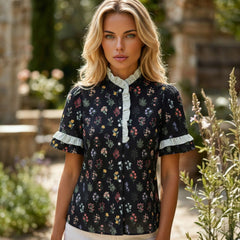 Chemise à fleurs à manches courtes et bordure