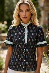 Chemise à fleurs à manches courtes et bordure