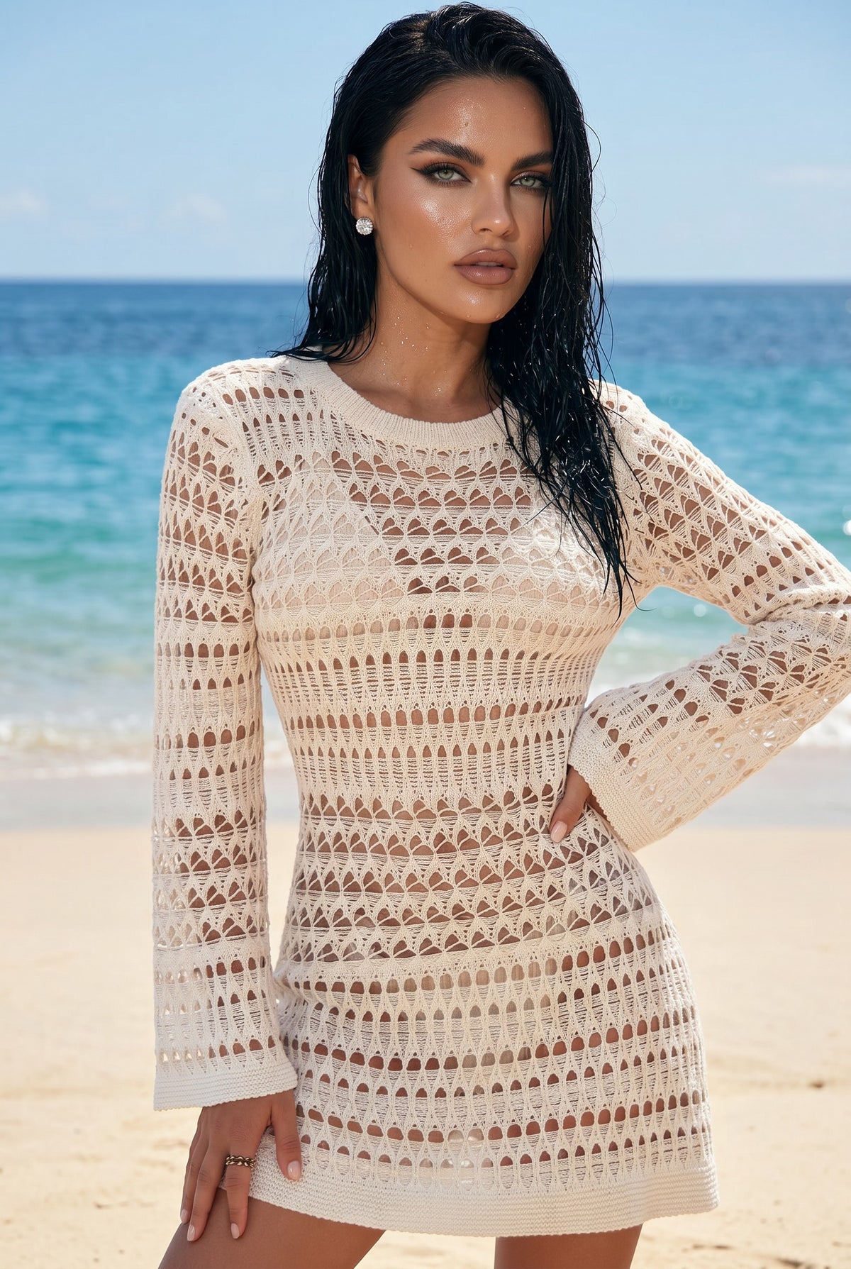 ✨ ÉCLAT D’IVOIRE – La robe crochet au charme solaire et sensuel