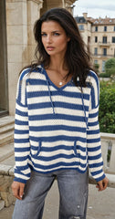 Hooding sweater with tightening cord *