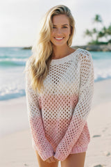 🩷 Pull ajouré dégradé blanc et rose