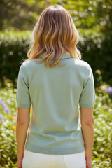 🌿 Polo maille fine vert sauge – DAZY