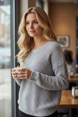 🩶 Pull texturé dos ajouré – BLUE MOTION