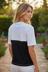 🤍💙 Haut bicolore à broderies feuillage – MARA CAROL