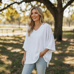 🤍 Pull léger texturé col V