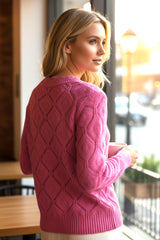 💗 Gilet ajouré rose framboise – ATMOSPHERE