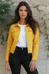 Veste en jean courte coloris jaune