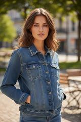 Veste en jean bleu brut