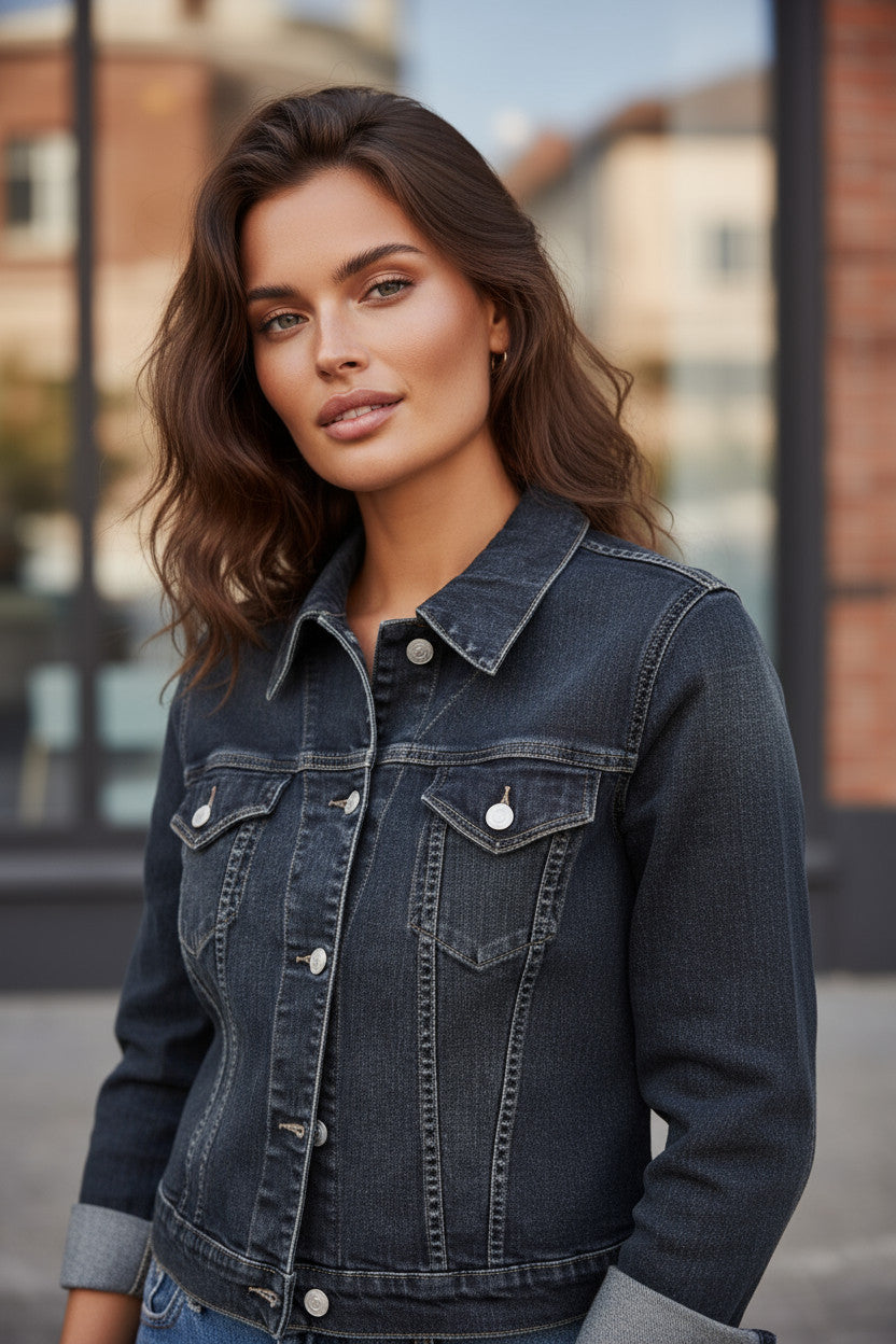 Veste en jean bleu foncé