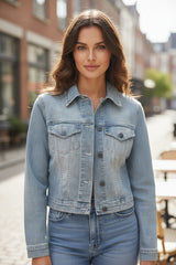 Veste en jean courte bleu clair