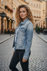 Veste Vintage en jean bleu clair délavé