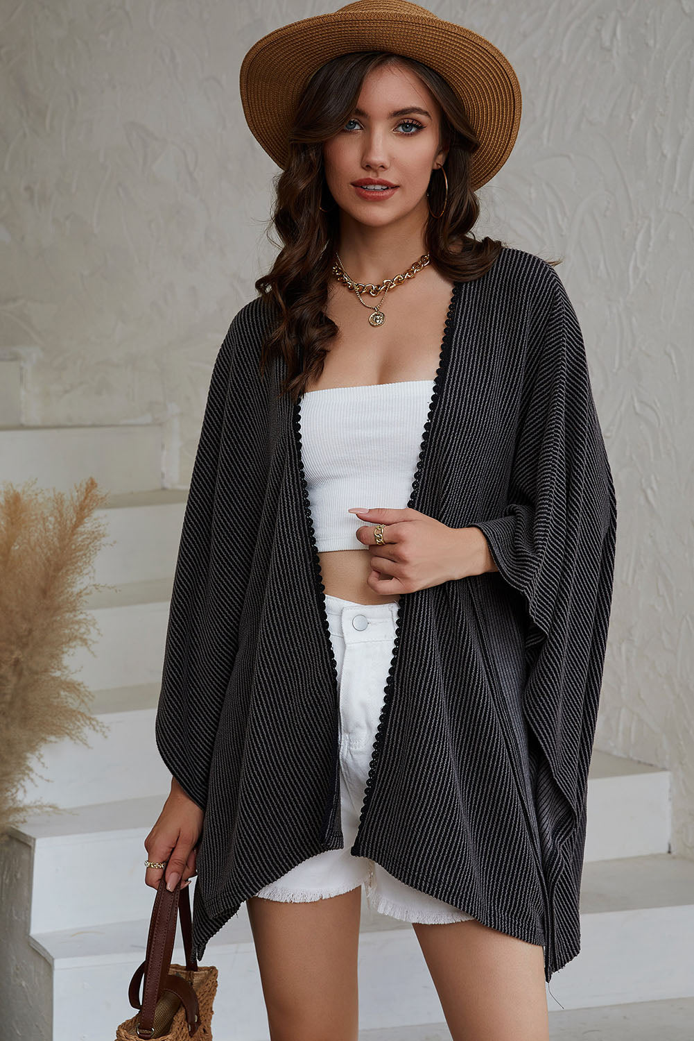 Kimono cotele Noir femme