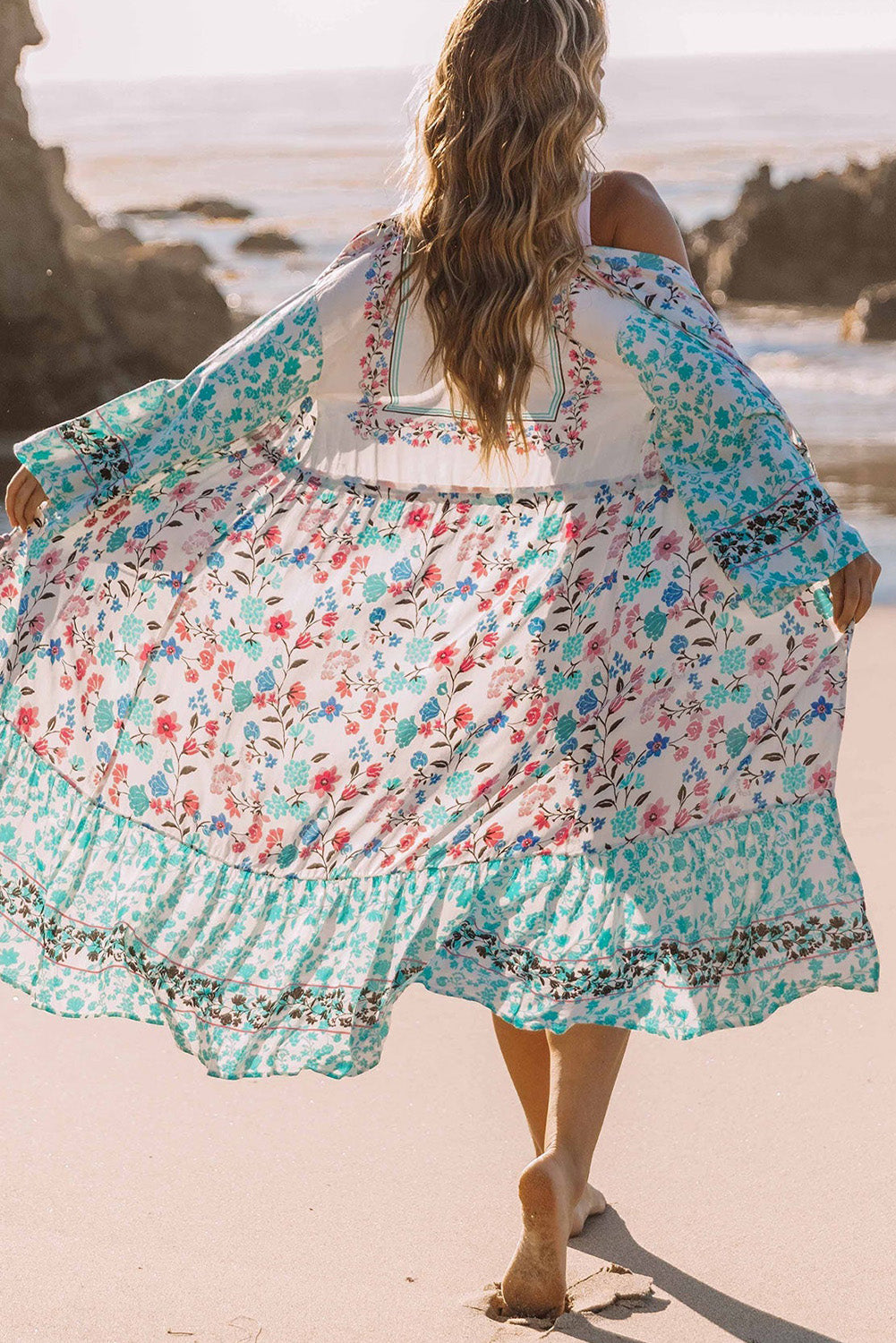 Kimono femme à fleurs