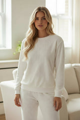 Ensemble de salon en polaire coupe ample texturé léopard gris clair