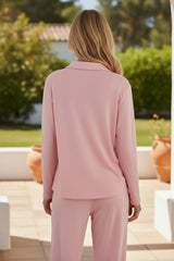 Ensemble de détente 3 pièces rose clair en maille confortable