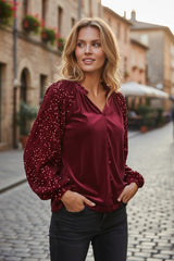 Velvet alto de tumbas con mosaicos y lentejuelas rojas