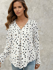 Chemisier blanc à pois et imprimé boutonné *