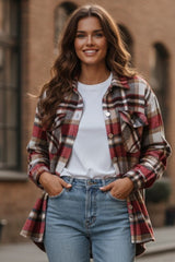 Chaqueta de bolsillo con estampado escocés geométrico *