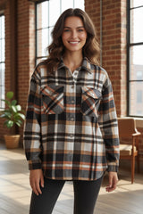 Chaqueta con bolsillo de impresión escocés geométrico *