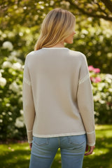 Cardigan décontracté épais noué sur le devant à épaules tombantes beige