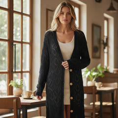 Black openwork mesh cardigan