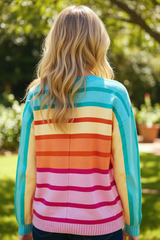 Pull ample à rayures jaunes et dégradé à bords côtelés