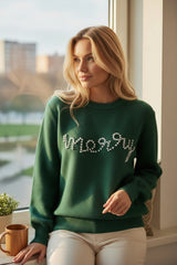 Feliz suéter casual perla verde negruzco