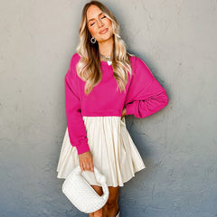 Red Pink Red Popeline Robe