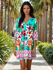 Mini-robe multicolore à imprimé abstrait *