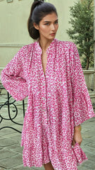 Mini-robe rose vif imprimée léopard *