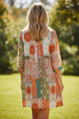 Large dress with 3/4 -sleeved silk muslin *