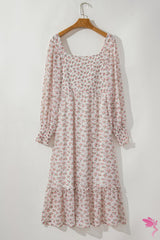 Robe midi blanche à imprimé floral *