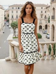 Robe taille haute à imprimé nœud et bretelles à nouer *
