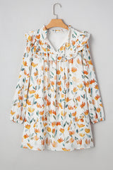 Robe courte à manches longues et volants