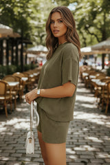 T-shirt and knitted cut-off t-short set *