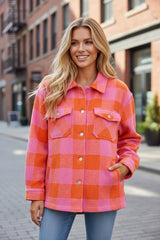 Chez orange jacket with chest pockets and folded collar