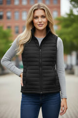 Chaqueta acolchada con cremallera en cuello de peluche negro