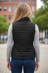 Chaqueta acolchada con cremallera en cuello de peluche negro