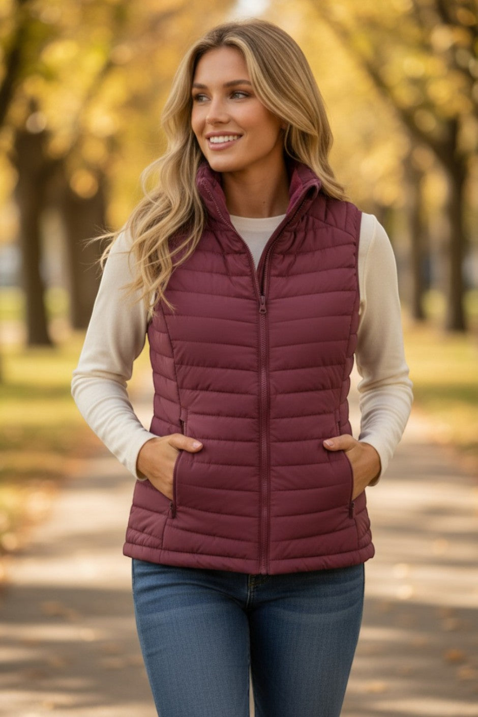 Chaqueta citada con cremallera en Burdeos Collar Collar