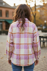 Chaqueta de baldosas cepilladas con bolsillos de terciopelo acanalado púrpura