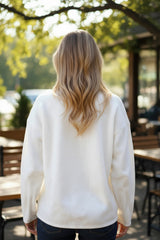 Chaqueta de manga larga abotonada en terciopelo picado de color blanco