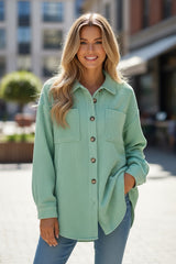 Côte ribbed velvet jacket buttoned with Green Flush Pocket