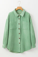 Côte ribbed velvet jacket buttoned with Green Flush Pocket