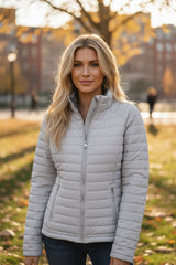 Chaqueta con cremallera con cremallera de color plateado