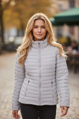 Chaqueta con cremallera con cremallera de color plateado