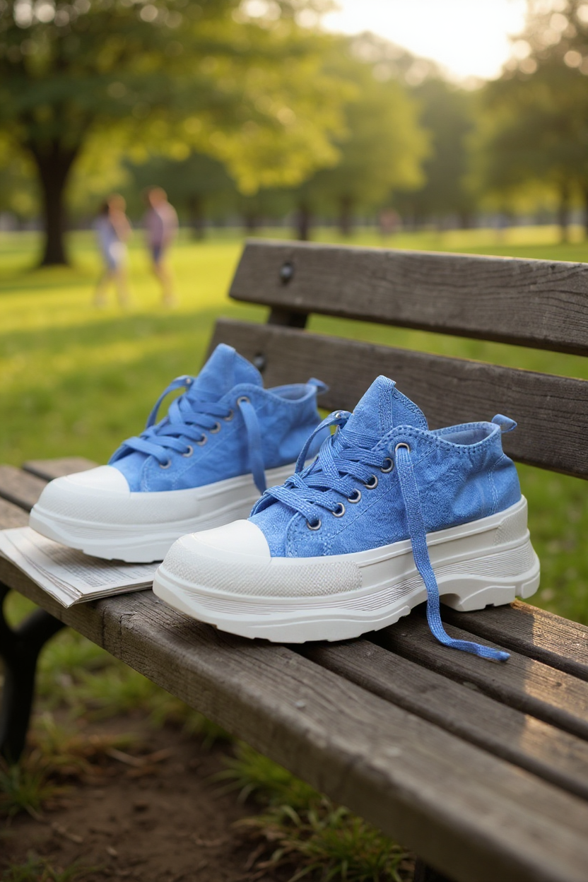 Baskets basses unisexes – Bleu