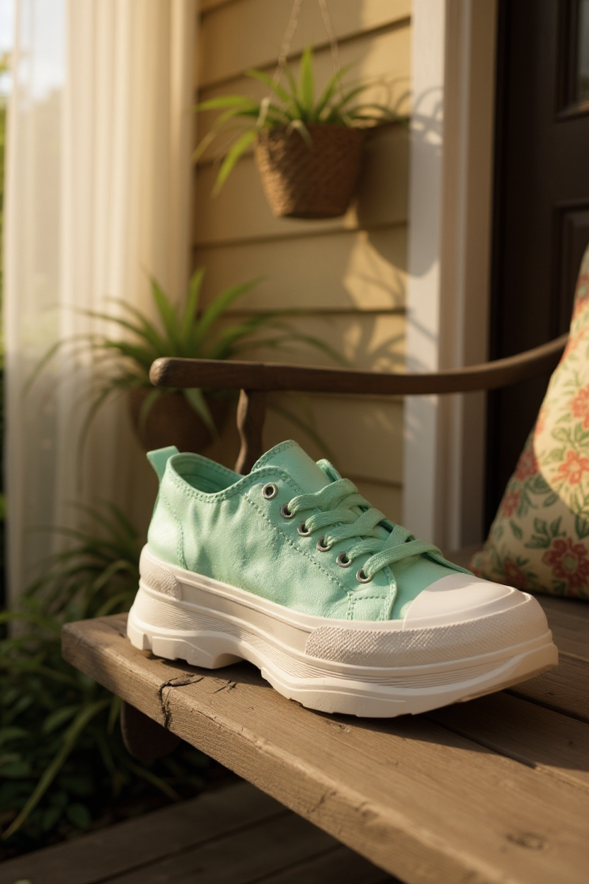 Baskets basses unisexes – Verte