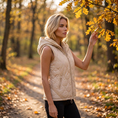 Veste sans manches matelassée beige doublée de polaire
