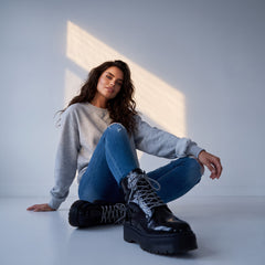 Grey Terry Drop Shoulder Sweatshirt with Solid Fleece Lining