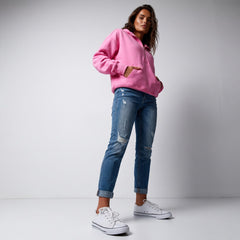 Amplia sudadera con capucha con semi fermentos con cremallera y bolsillos de canguro caramelo caramelo